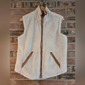 Legendary Whitetails Cream Sherpa Fleece Vest with Brown Accents SZ M